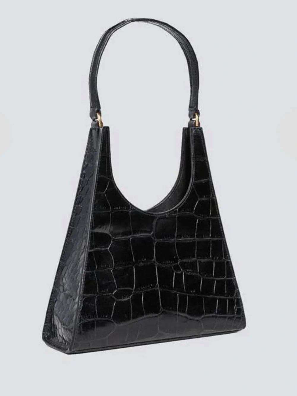 NWT Staud Rey Bag, black embossed croc - Picture 2 of 10